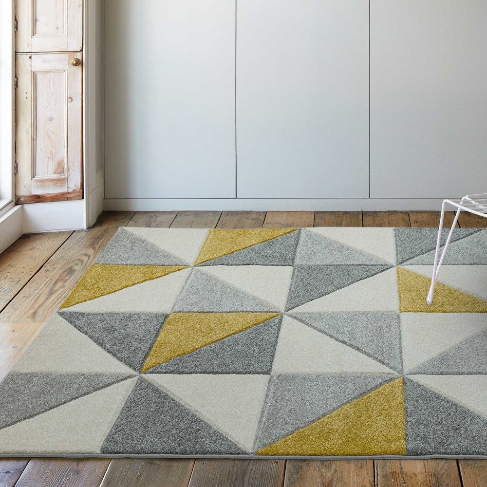 Sketch Cubic Geometric Rugs in SK06 Ochre Yellow